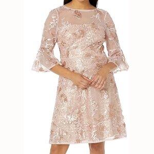 Adrianna Papell. Embroidered Sequin Cocktail Dress.